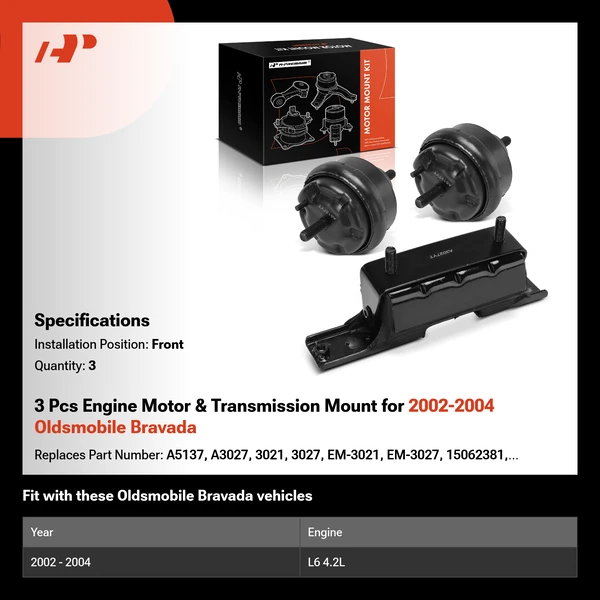 3 Pcs Engine Motor & Transmission Mount for 2002-2004 Oldsmobile Bravada