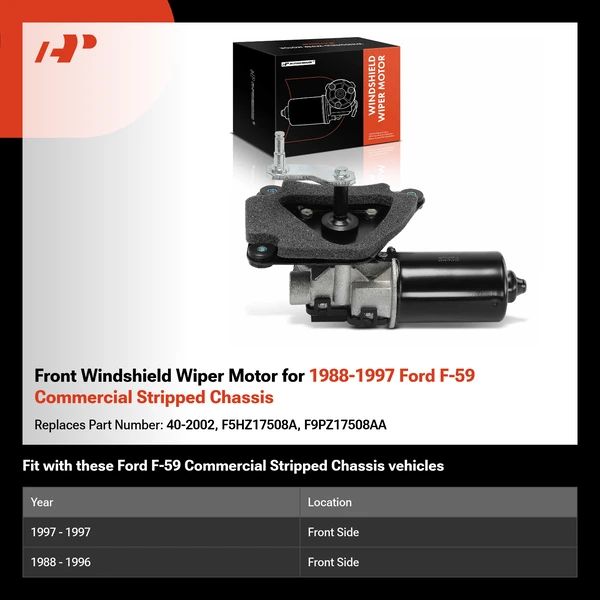 Front Windshield Wiper Motor for 1988-1997 Ford F-59 Commercial Stripped Chassis