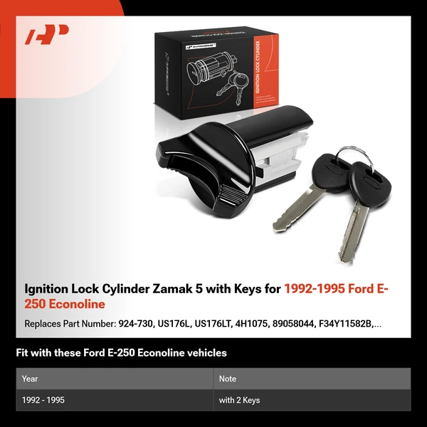 Ignition Lock Cylinder Zamak 5 with Keys for 1992-1995 Ford E-250 Econoline