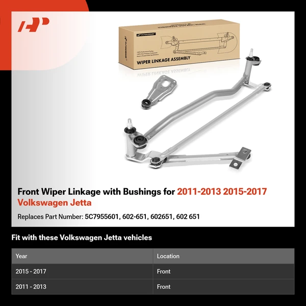 Front Wiper Linkage with Bushings for 2011-2013 2015-2017 Volkswagen Jetta