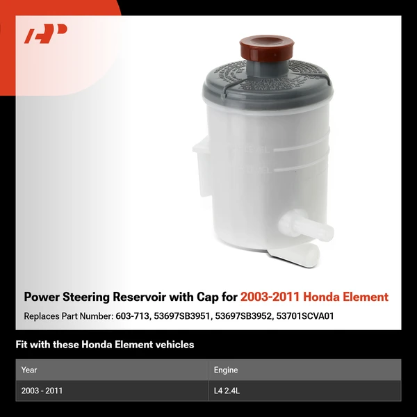 Power Steering Reservoir with Cap for 2003-2011 Honda Element