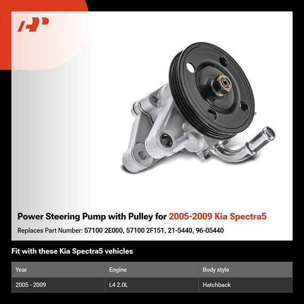 Power Steering Pump with Pulley for 2005-2009 Kia Spectra5