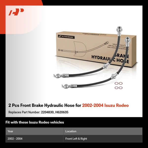 2 Pcs Front Brake Hydraulic Hose for 2002-2004 Isuzu Rodeo