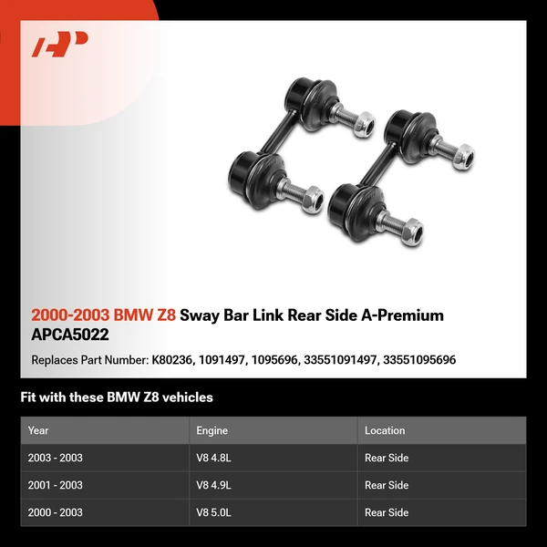 2000-2003 BMW Z8 Sway Bar Link Rear Side A-Premium APCA5022