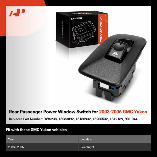 Rear Passenger Power Window Switch for 2003-2006 GMC Yukon