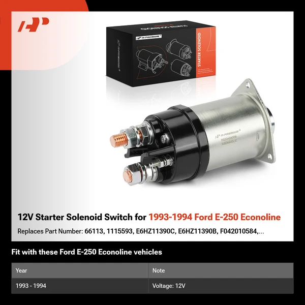 12V Starter Solenoid Switch for 1993-1994 Ford E-250 Econoline