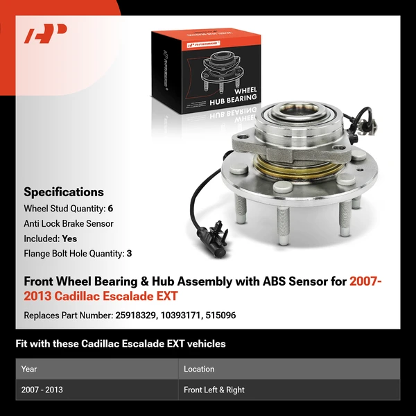 Front Wheel Bearing & Hub Assembly with ABS Sensor for 2007-2013 Cadillac Escalade EXT