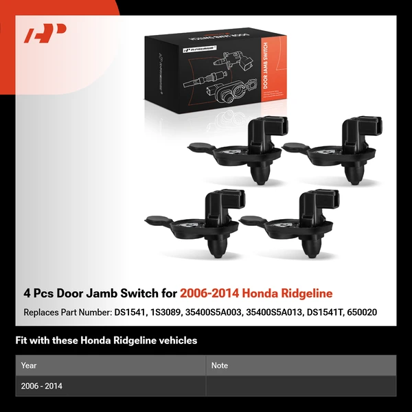 4 Pcs Door Jamb Switch for 2006-2014 Honda Ridgeline