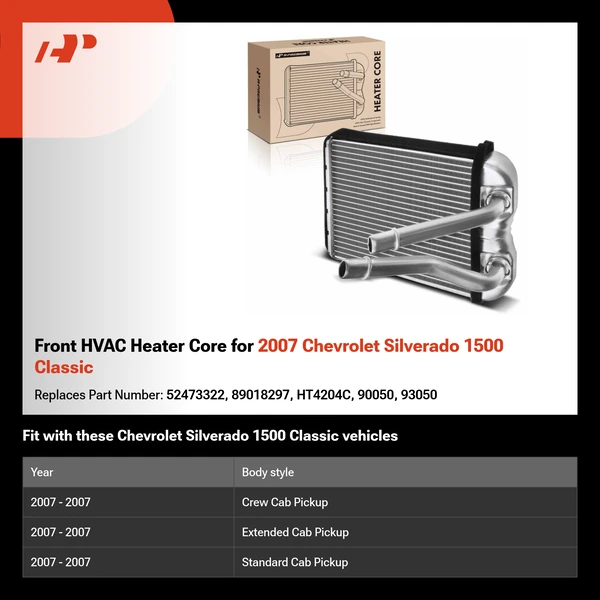 Front HVAC Heater Core for 2007 Chevrolet Silverado 1500 Classic