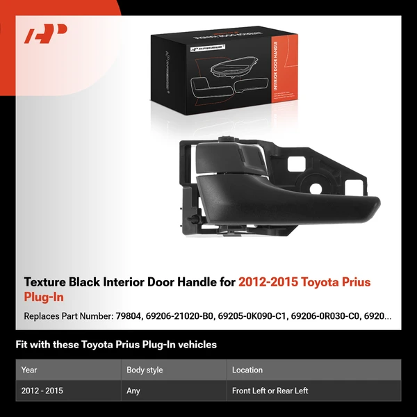 Texture Black Interior Door Handle for 2012-2015 Toyota Prius Plug-In