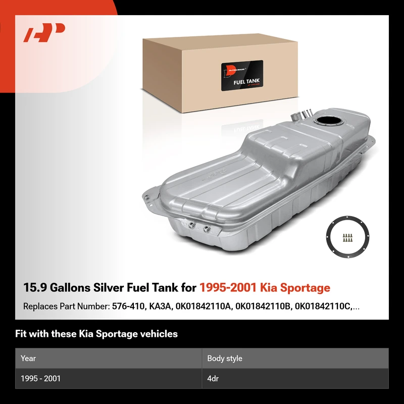 15.9 Gallons Silver Fuel Tank for 1995-2001 Kia Sportage