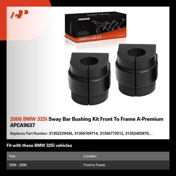 2006 BMW 325i Sway Bar Bushing Kit Front To Frame A-Premium APCA9637