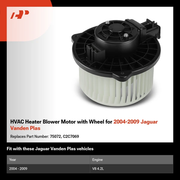 HVAC Heater Blower Motor with Wheel for 2004-2009 Jaguar Vanden Plas