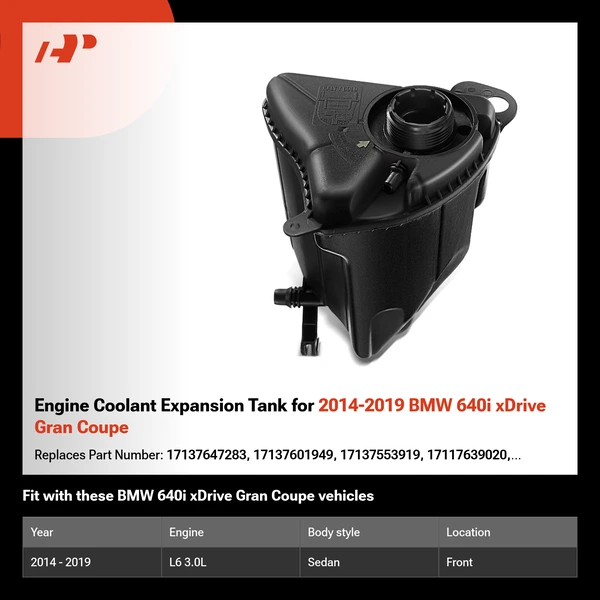 Engine Coolant Expansion Tank for 2014-2019 BMW 640i xDrive Gran Coupe