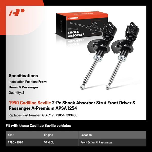 1990 Cadillac Seville 2-Pc Shock Absorber Strut Front Driver & Passenger A-Premium APSA1254