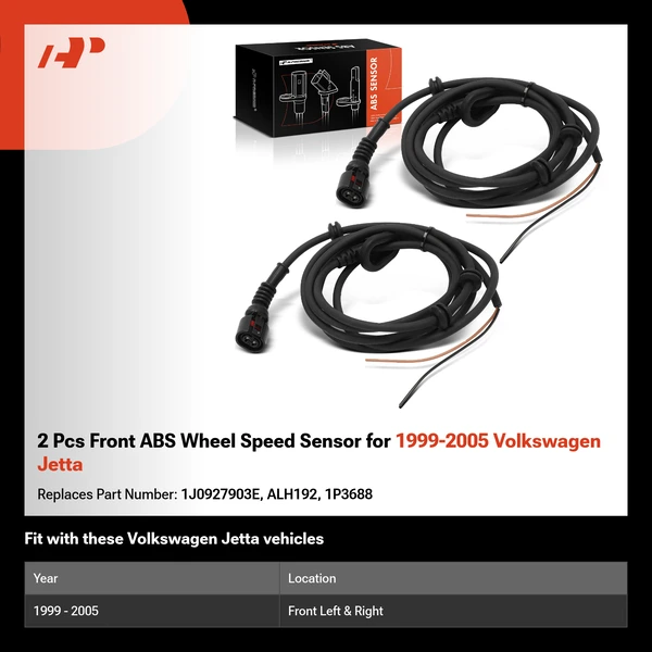 2 Pcs Front ABS Wheel Speed Sensor for 1999-2005 Volkswagen Jetta