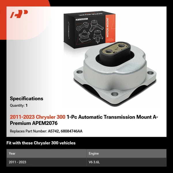 2011-2023 Chrysler 300 1-Pc Automatic Transmission Mount A-Premium APEM2076