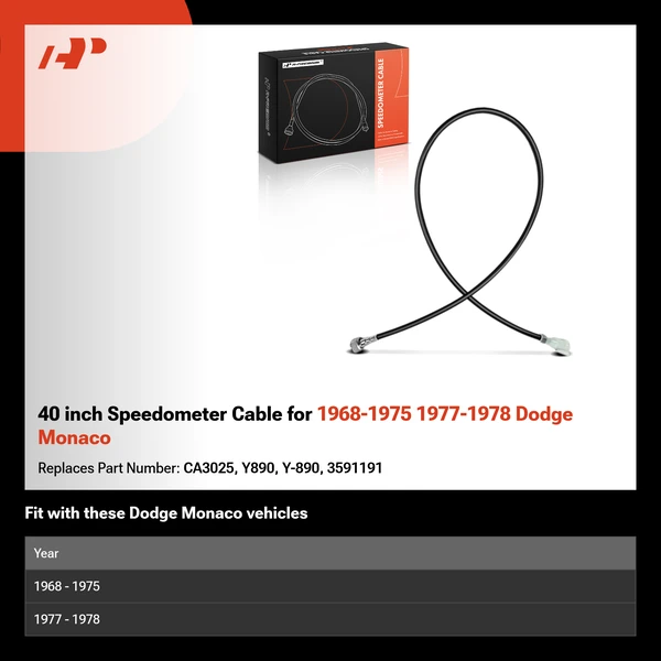 40 inch Speedometer Cable for 1968-1975 1977-1978 Dodge Monaco