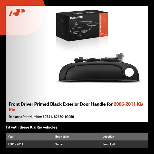 Front Driver Primed Black Exterior Door Handle for 2006-2011 Kia Rio