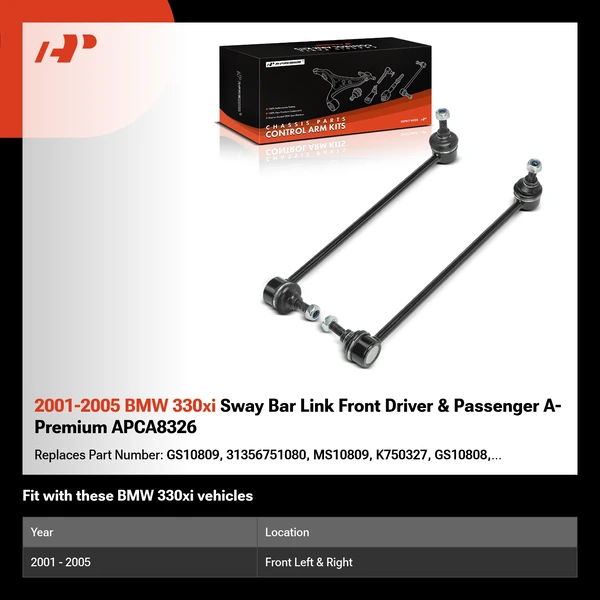 2001-2005 BMW 330xi Sway Bar Link Front Driver & Passenger A-Premium APCA8326