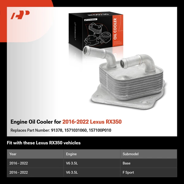 Engine Oil Cooler for 2016-2022 Lexus RX350