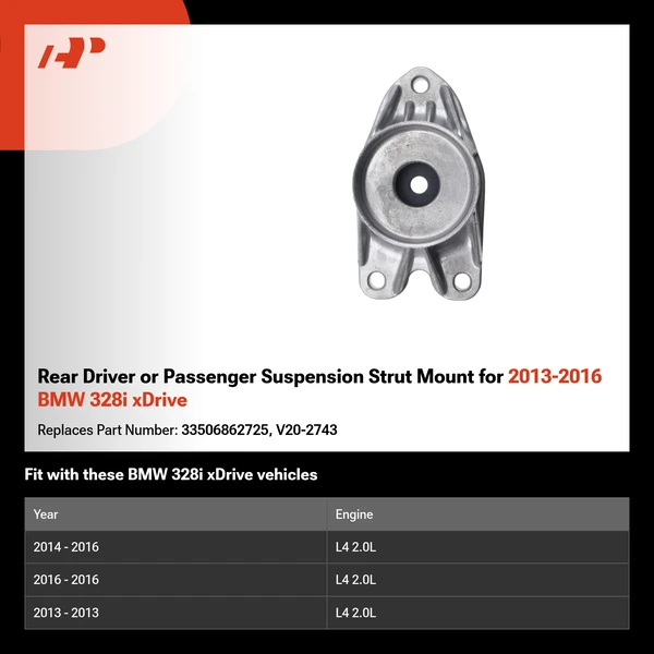 Rear Driver or Passenger Suspension Strut Mount for 2013-2016 BMW 328i xDrive