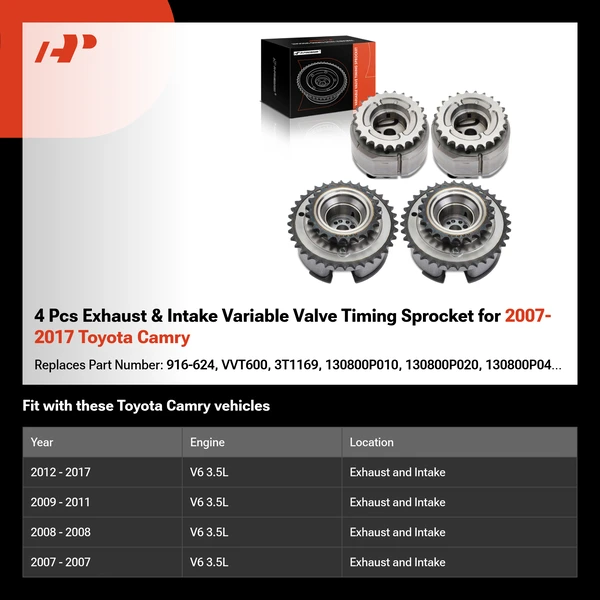 4 Pcs Exhaust & Intake Variable Valve Timing Sprocket for 2007-2017 Toyota Camry