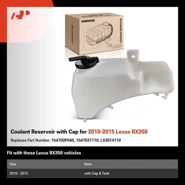 Coolant Reservoir with Cap for 2010-2015 Lexus RX350