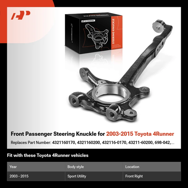 Front Passenger Steering Knuckle for 2003-2015 Toyota 4Runner