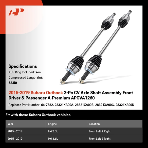 2015-2019 Subaru Outback 2-Pc CV Axle Shaft Assembly Front Driver & Passenger A-Premium APCVA1260