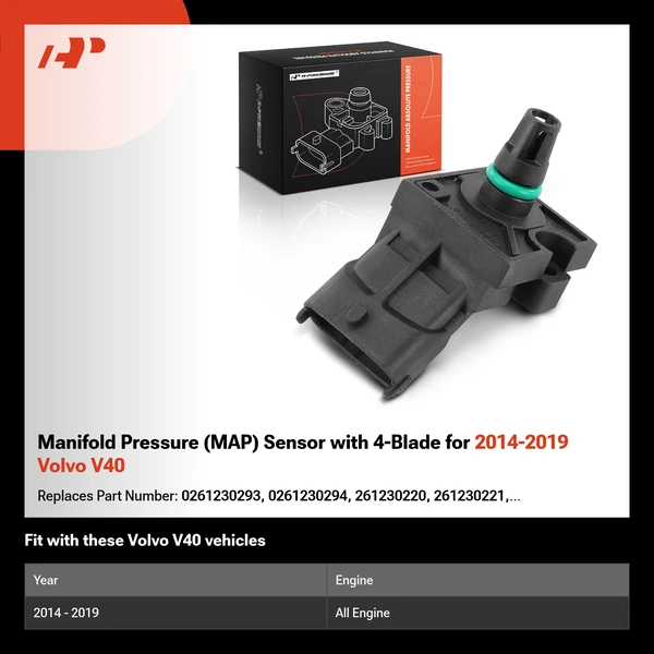Manifold Pressure (MAP) Sensor with 4-Blade for 2014-2019 Volvo V40