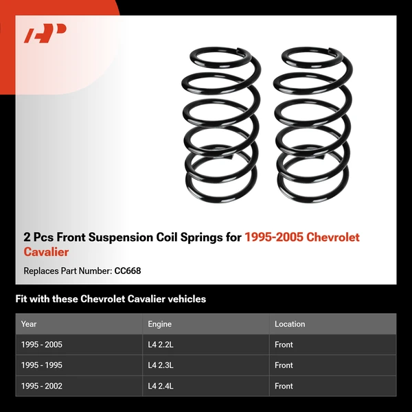 2 Pcs Front Suspension Coil Springs for 1995-2005 Chevrolet Cavalier