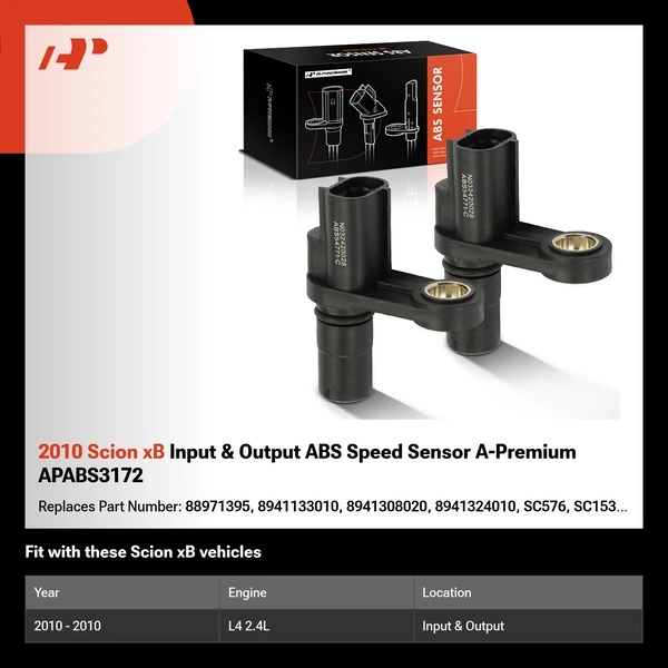 2010 Scion xB Input & Output ABS Speed Sensor A-Premium APABS3172
