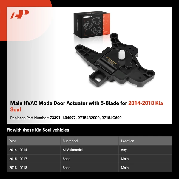 Main HVAC Mode Door Actuator with 5-Blade for 2014-2018 Kia Soul