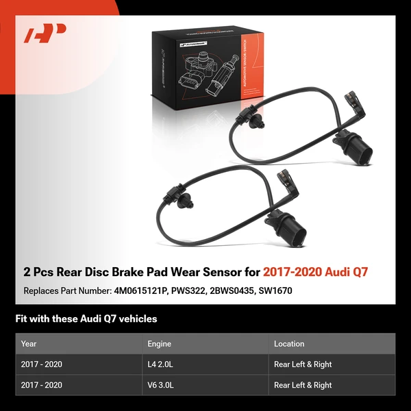 2 Pcs Rear Disc Brake Pad Wear Sensor for 2017-2020 Audi Q7