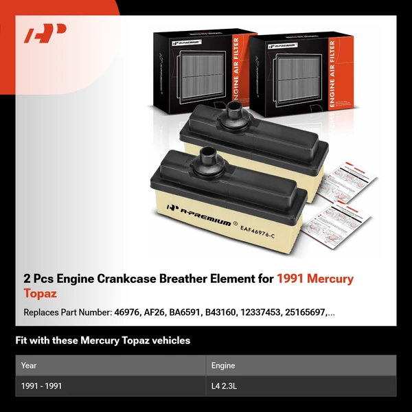 2 Pcs Engine Crankcase Breather Element for 1991 Mercury Topaz