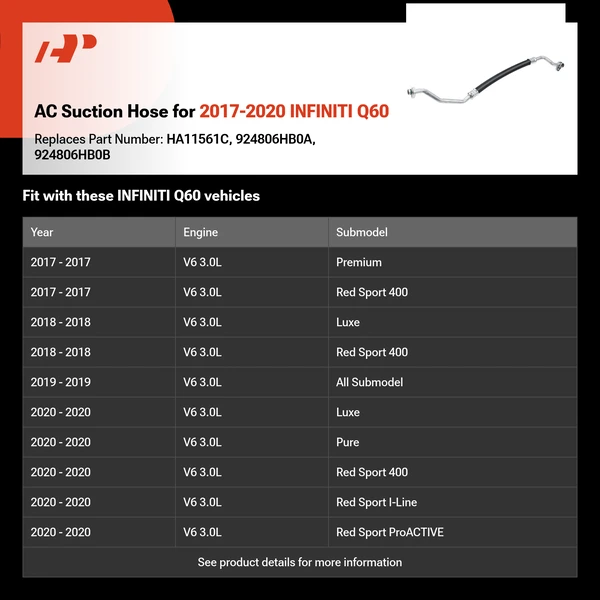 AC Suction Hose for 2017-2020 INFINITI Q60