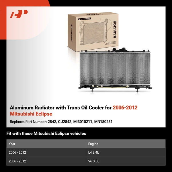 Aluminum Radiator with Trans Oil Cooler for 2006-2012 Mitsubishi Eclipse