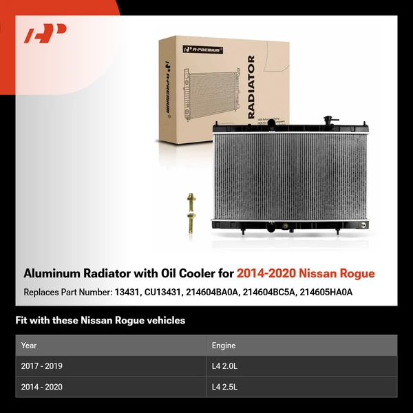 Aluminum Radiator with Oil Cooler for 2014-2020 Nissan Rogue