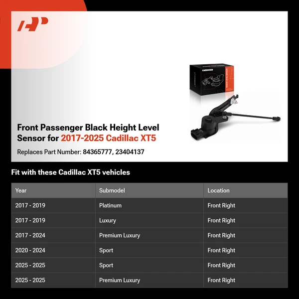 Front Passenger Black Height Level Sensor for 2017-2025 Cadillac XT5