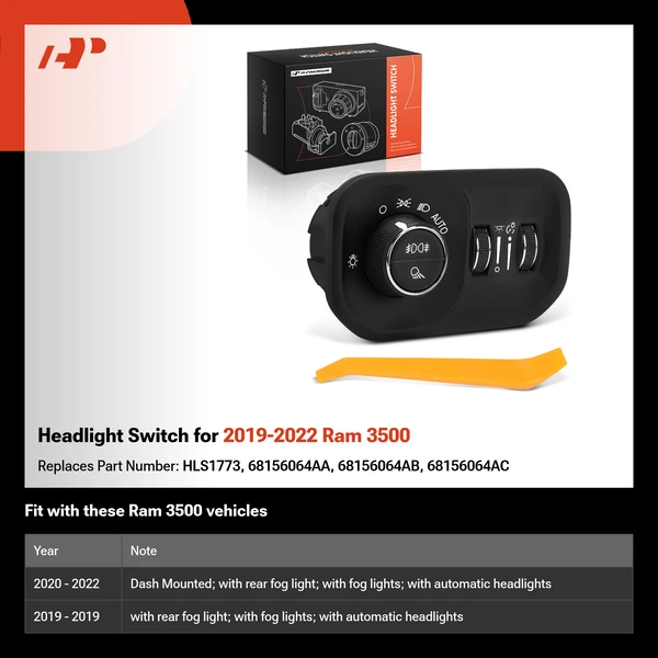 Headlight Switch for 2019-2022 Ram 3500