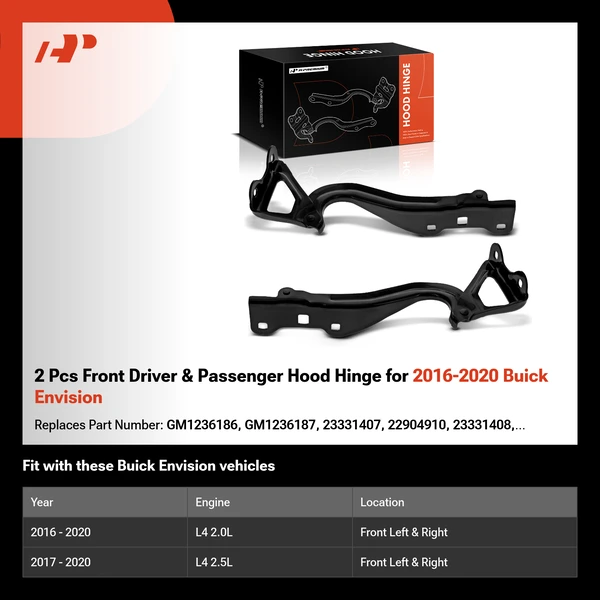 2 Pcs Front Driver & Passenger Hood Hinge for 2016-2020 Buick Envision