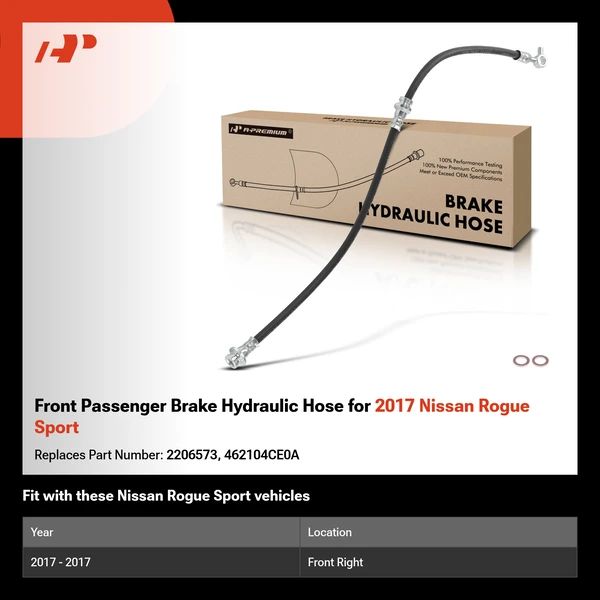 Front Passenger Brake Hydraulic Hose for 2017 Nissan Rogue Sport