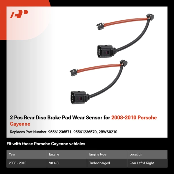2 Pcs Rear Disc Brake Pad Wear Sensor for 2008-2010 Porsche Cayenne