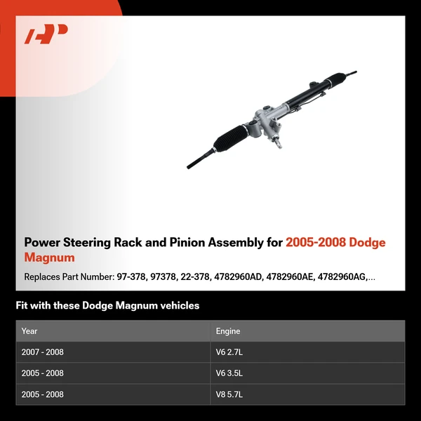 Power Steering Rack and Pinion Assembly for 2005-2008 Dodge Magnum