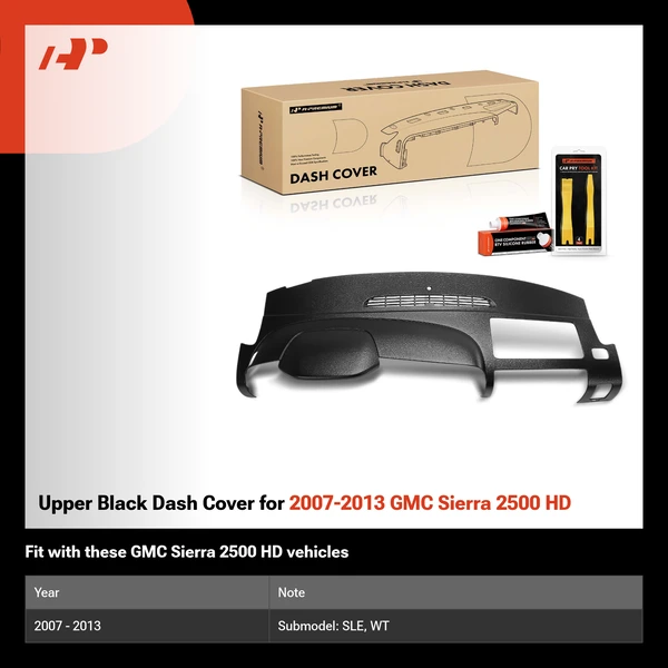 Upper Black Dash Cover for 2007-2013 GMC Sierra 2500 HD
