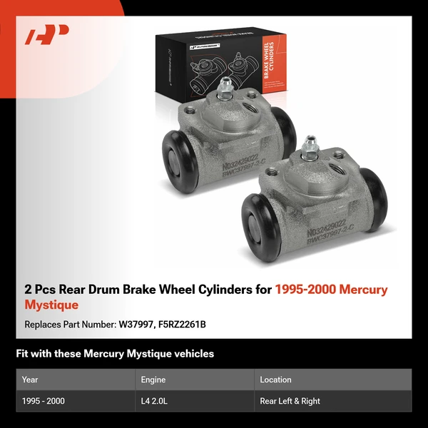 2 Pcs Rear Drum Brake Wheel Cylinders for 1995-2000 Mercury Mystique