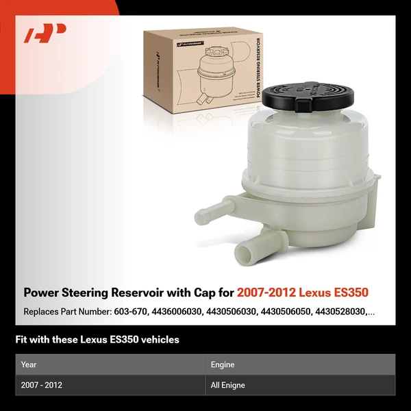 Power Steering Reservoir with Cap for 2007-2012 Lexus ES350