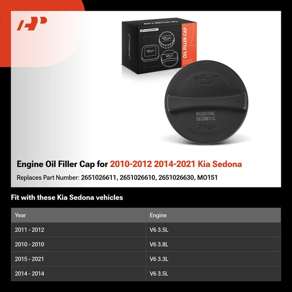 Engine Oil Filler Cap for 2010-2012 2014-2021 Kia Sedona