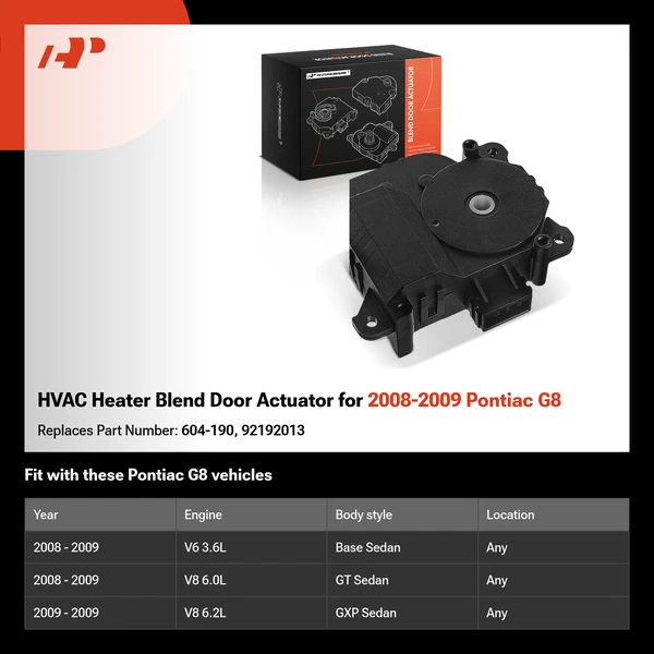 HVAC Heater Blend Door Actuator for 2008-2009 Pontiac G8